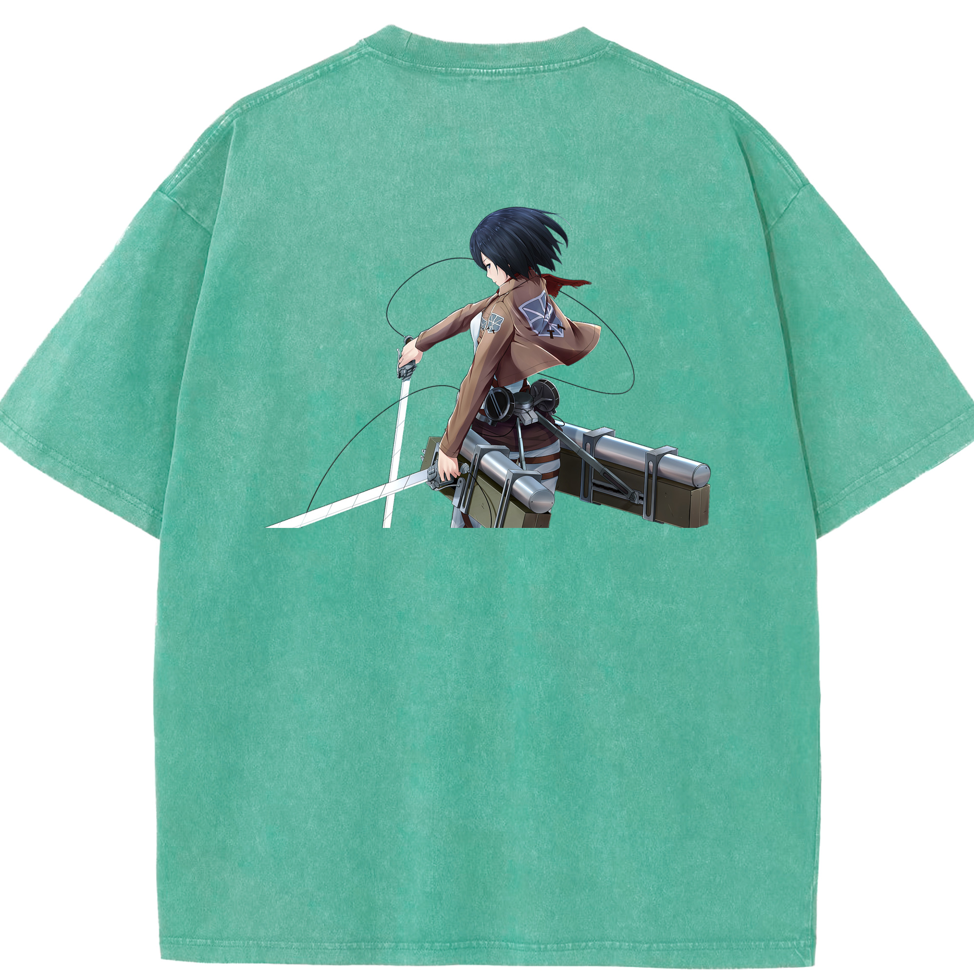 （画像用） 進撃の巨人 ミカサ·アッカーマン Attack on Titan Mikasa Ackerman 綿100% ヴィンテージ風 半袖Tシャツ（背面プリント）